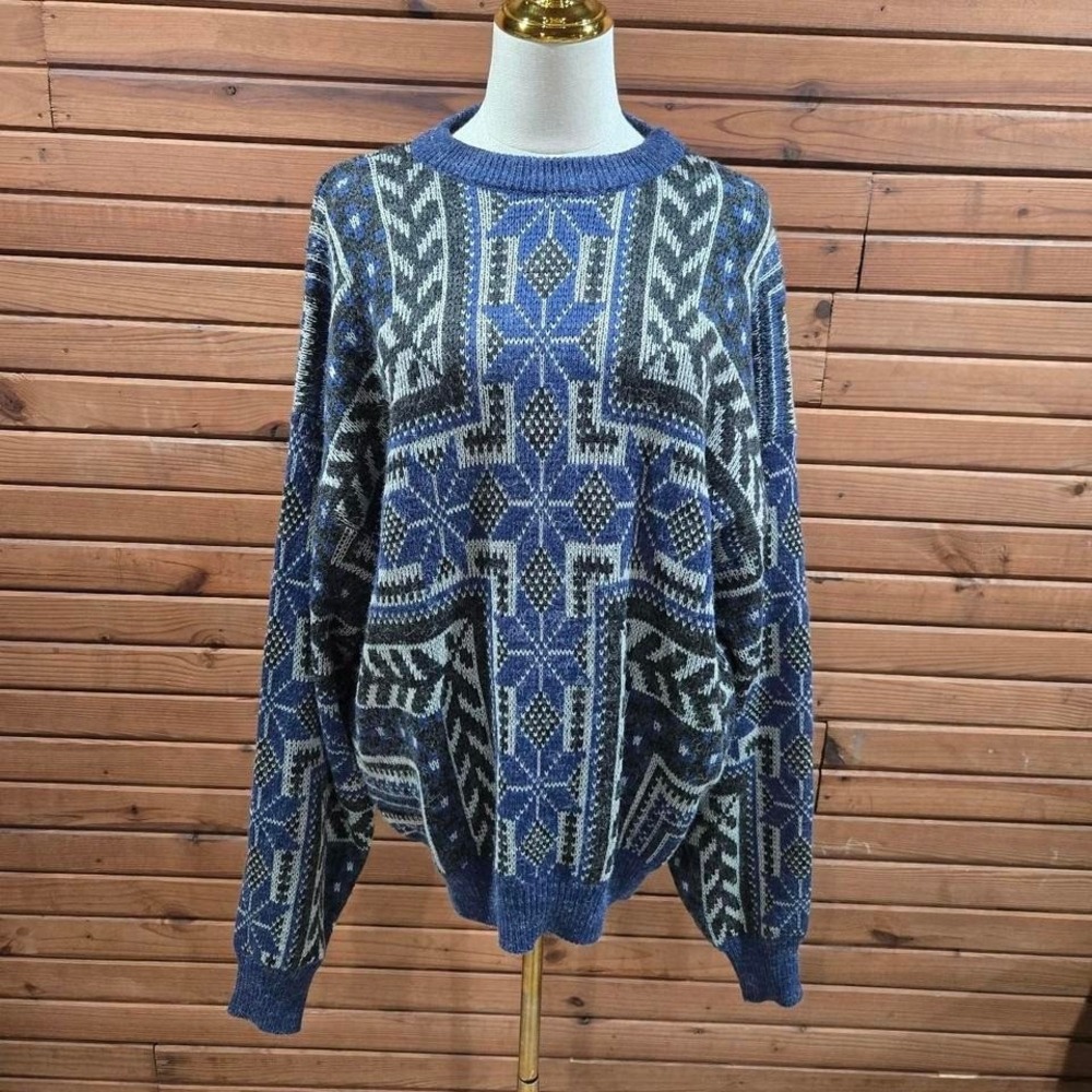 Vintage 90s McGregor Mens XL 90s Grunge Nordic Sweater Fair Isle Grandpacore
